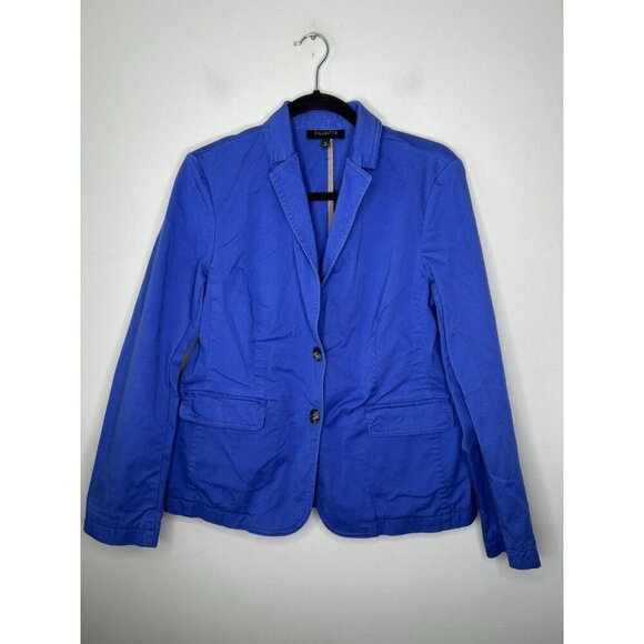 Talbots Womens Cotton Blue Blazer Jacket Single Breasted Long Sleeve Size 10 - Picture 1 of 11